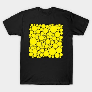 yellow pop art polka dots on black T-Shirt